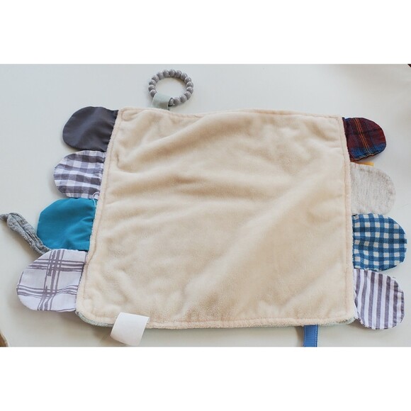 Modern Baby Blue Elephant Security Blanket Teether Crinkle Lovey Sensory Tags - Picture 5 of 8